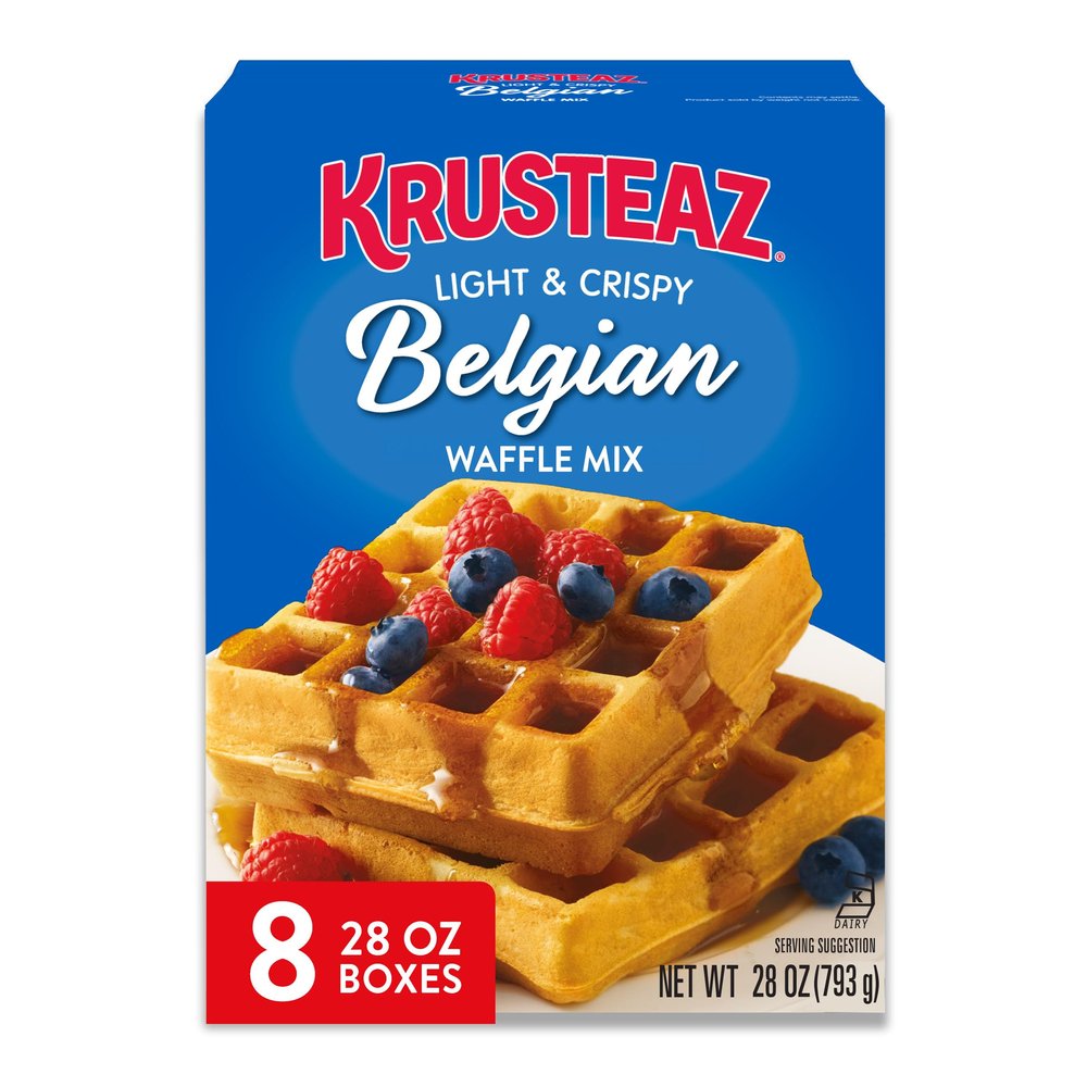 Krusteaz Light and Crispy Belgian Waffle Mix, 28 oz Box (Pack of 8)