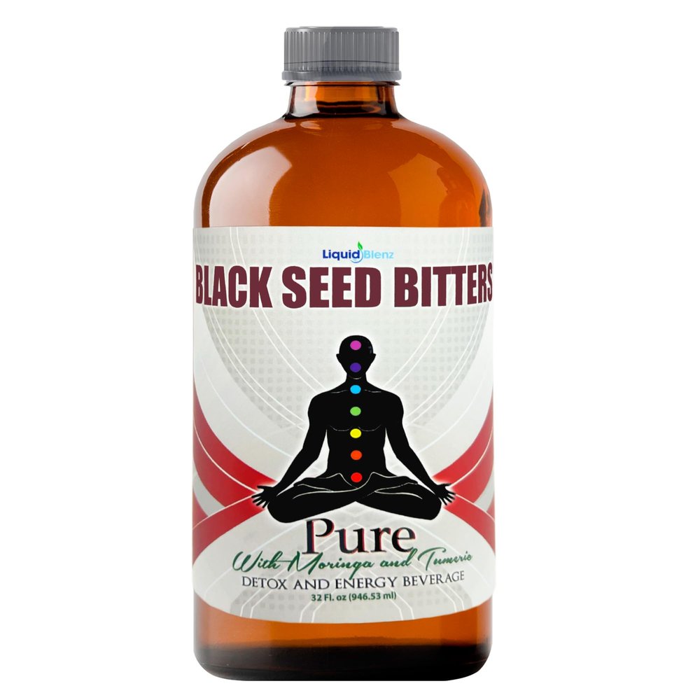 Liquid Blenz Black Seed Bitters with Moringa & Turmeric | Botanical Herbal Blend | Crafted with Natural Ingredients | 32 fl oz