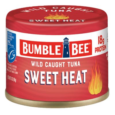 Bumble Bee Snackers - Sweet Heat Tuna, 3 oz Easy Open Can - 18g Protein per Serving - Wild Caught Skipjack Chunk Light Tuna Pack - No Draining, Ready to Eat