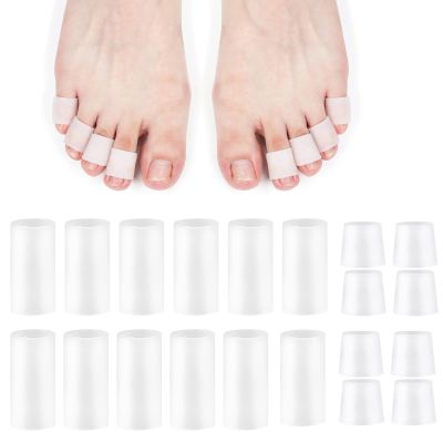 PQJSJDR 20pcs Silicone Toe Sleeves Toe Protectors,Gel Corn Protectors Toe Tube Cushions with 3 Size,Soft and Comfortable, for Women Men Pain Relief