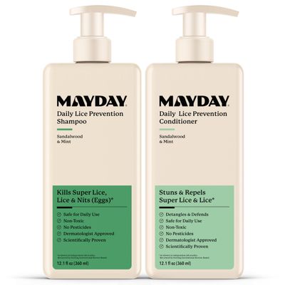 MAYDAY Daily Lice Routine, 12oz Shampoo & Conditioner, Sandalwood & Mint