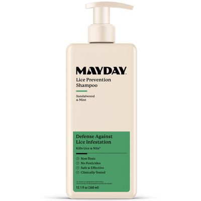MAYDAY Lice Prevention Shampoo - Sandalwood & Mint - 12oz, Non-Toxic, Pesticide-Free, Scientifically Proven Defense Against Lice & Nits, Shampoo for Adults & Kids, Safe for All Hair Types