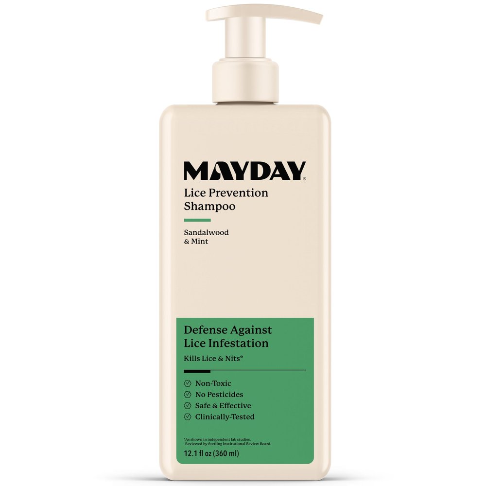 MAYDAY Lice Prevention Shampoo - Sandalwood & Mint - 12oz, Non-Toxic, Pesticide-Free, Scientifically Proven Defense Against Lice & Nits, Shampoo for Adults & Kids, Safe for All Hair Types