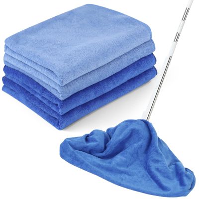 EYUNSTAR 4 Pack Extra Large Microfiber Cleaning Cloths 20"x30", Lint-Free Reusable Towels for Home, Glass, Windows, Office, Kitchen, Bathroom Mixed Blue