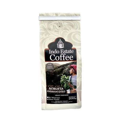 Indo Estate Coffee, Indonesia Coffee, Robusta Premium Gold, 200g, Powder (Pack of 1)