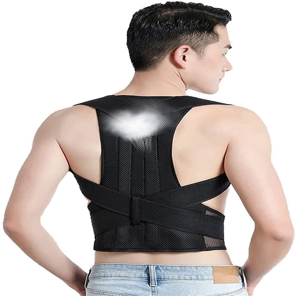 Corrector Adjustable Back Support for Women Men Kyphosis Humpback Straightener Neck, Spine Shoulder Relief (Black XXXX)