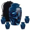 Casketique Blue Memorial Urns for Adult Male & Female Combo - Burial Urns for Human Ashes Adult Man - 1 Large & 4 Keepsake Cremation Urn for Mom - Funeral Urn for Ashes for Women - (10 & 3 Inch) view 1