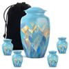 Casketique Blue Burial Urns for Human Ashes Adult Female Set of 4 - Combo Large & Keepsake Memorial Urn - Funeral Urns for Human Ashes Adult Man - Large Cremation Urn for Mother - (10 & 3 Inch) view 1