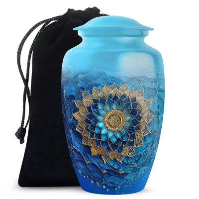 Casketique Blue Funeral Urn for Ashes for Women - Memorial Urns for Adult Male - Large Cremation Urn for Mom & Dad - Burial Urns for Human Ashes Adult Man - 10 Inch