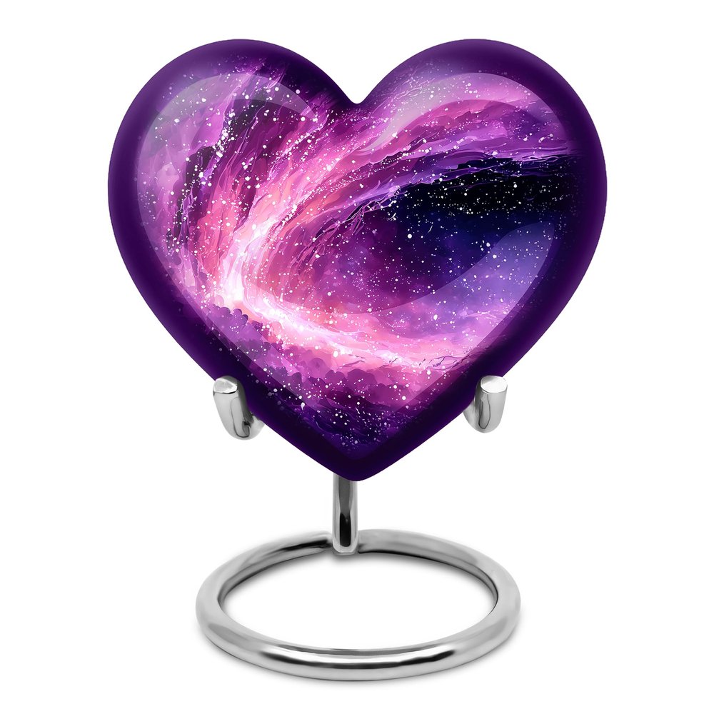 Casketique Mini Heart Funeral Urn for Ashes for Women - Purple Keepsake Burial Urns for Adult Male - Keepsake Cremation Urn for Mom - Miniature Burial Human Urns for Ashes Adult Female - 3 Inch