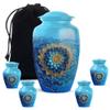 Casketique Blue Funeral Urn for Ashes for Women - 1 Large & 4 Keepsake Burial Urns for Human Ashes Adult Man - Decorative Combo Cremation Urn - Memorial Urns for Human - (10 & 3 Inch) view 1