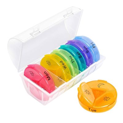 CALLARON Compartment Pill Box Daily Pill Organizer for Travel Container Weekly Dispenser