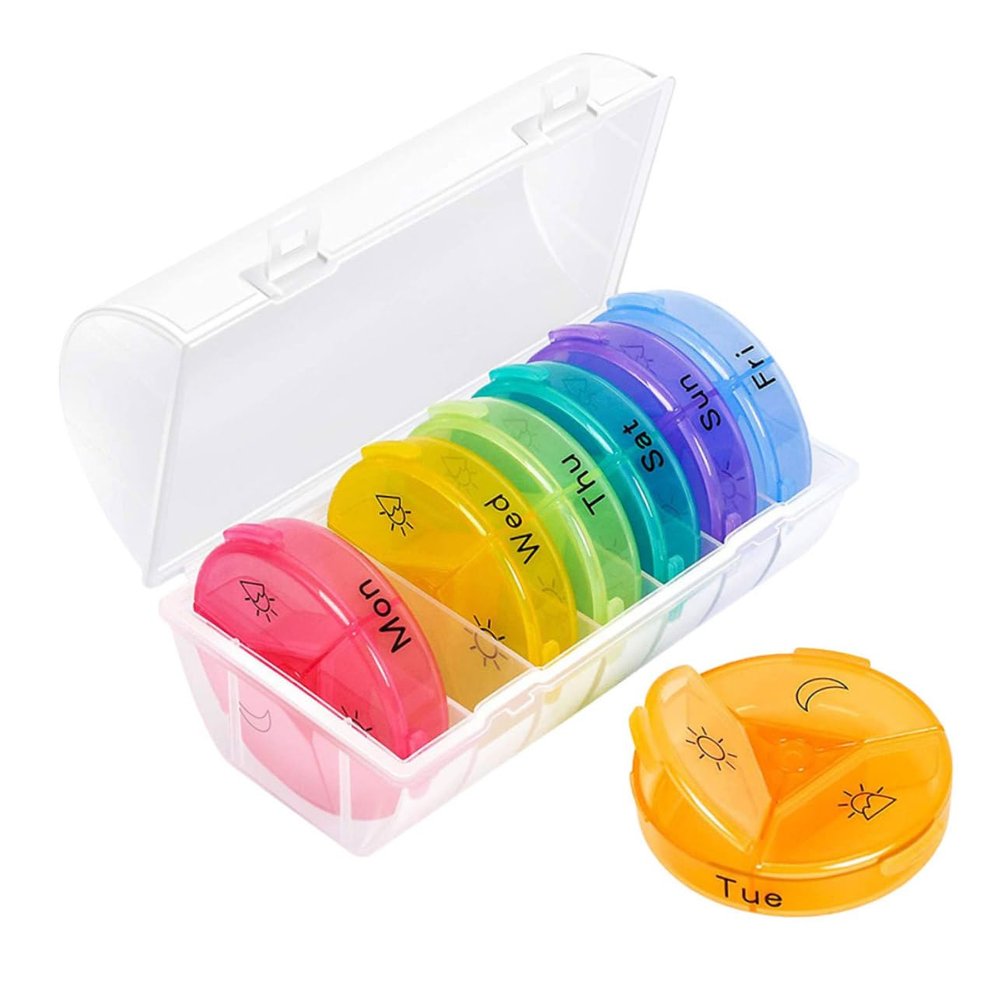 CALLARON Compartment Pill Box Daily Pill Organizer for Travel Container Weekly Dispenser