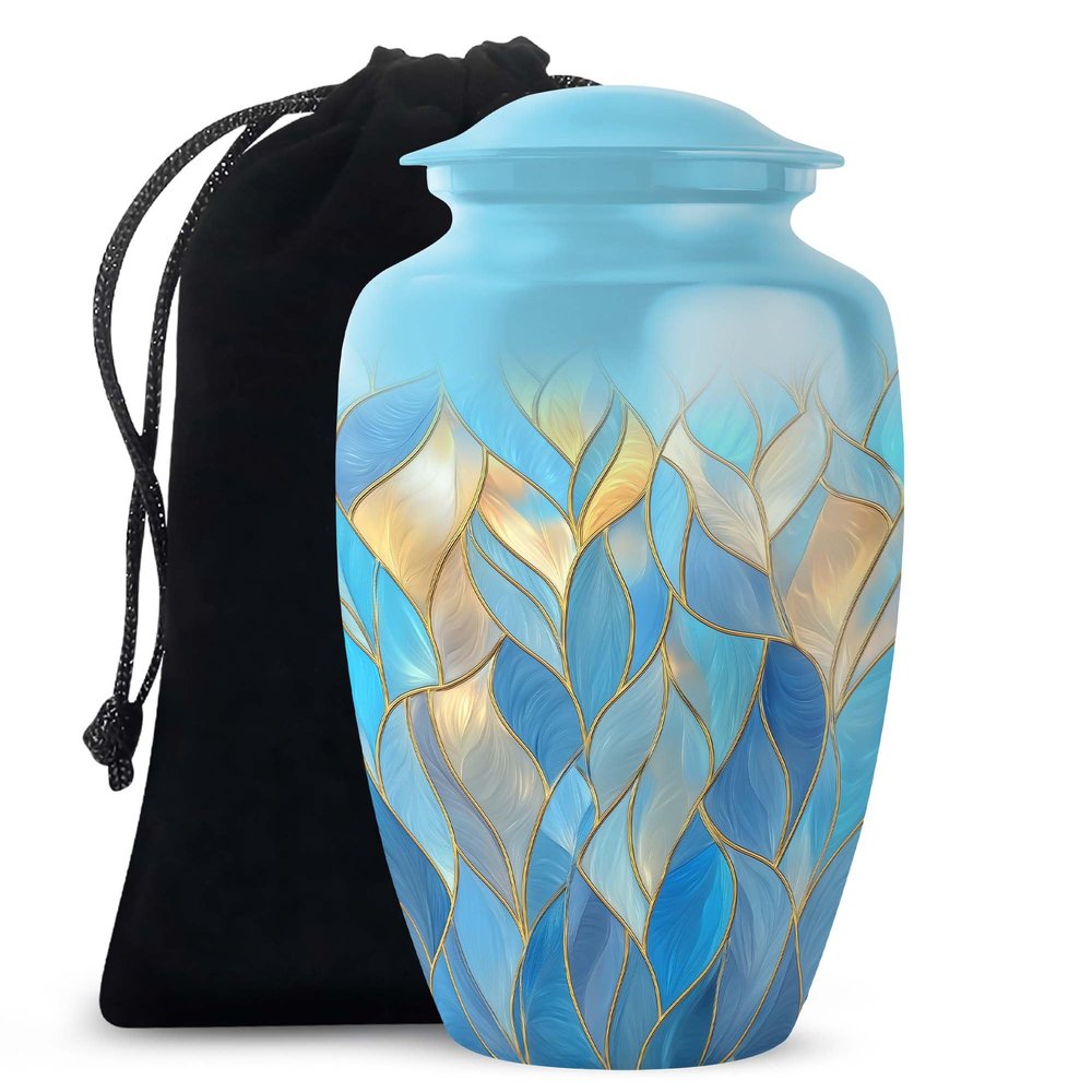Casketique Blue Memorial Urns for Adult Male - Funeral Urn for Ashes for Women - Large Cremation Urn for Brother & Sister - Burial Urns for Human Ashes Adult Man 10 Inch