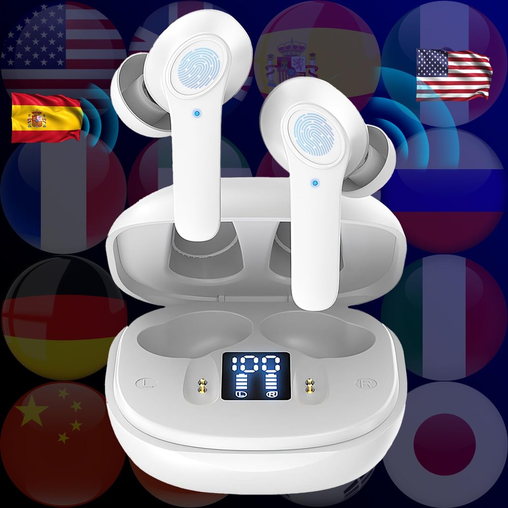 MoLingvora Translating Earbuds Realtime - Instant Translator Two Way, White