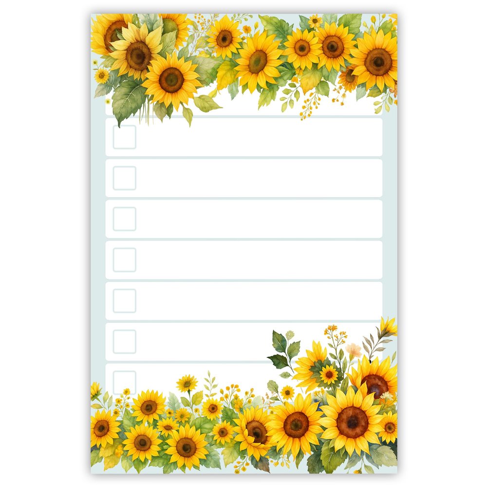 DAILY RITMO Sunflower Sticky to Do List Notepad | Cute Sunflower Lover Gifts for Women | Made in USA Stationery Pad 4x6 50 Notes | Christmas, Birthday Flower Gift for Teacher, Mom, Office
