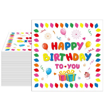 40Pcs Birthday Party Decorations Disposable Paper Napkins Colored Balloons for All And Kids Birthday Party Theme Decorations Supplies6.5X6.5In