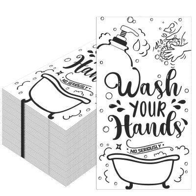100Pcs Disposable Hand Towels for Bathroom Guest Bathroom Napkins Guest Decorative Paper Napkins Powder Room Spa Wedding Birthday Holiday Anniversary Decor (Black White)
