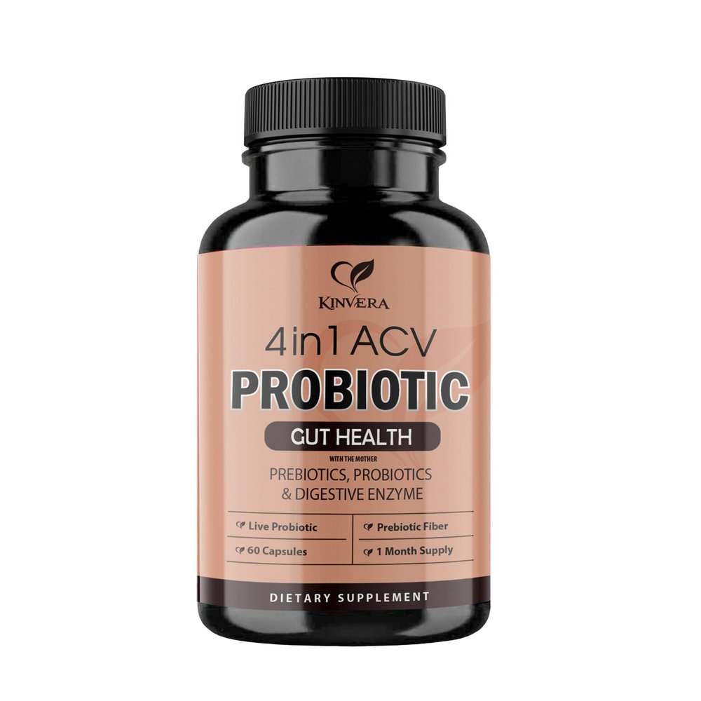 4-in-1 ACV Gut Formula Apple Cider Vinegar, Prebiotics & Probiotics, Digestive Enzymes Immune & Complete Digestion 60 Veggie Capsules