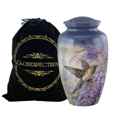 GLOBESPECTRUM Cremation Urn for Adult Human Ashes Male & Female | Large Decorative Funeral Burial ERN for Men & Women | Handmade Memorial Metal Container Jar | Ash Holder Box