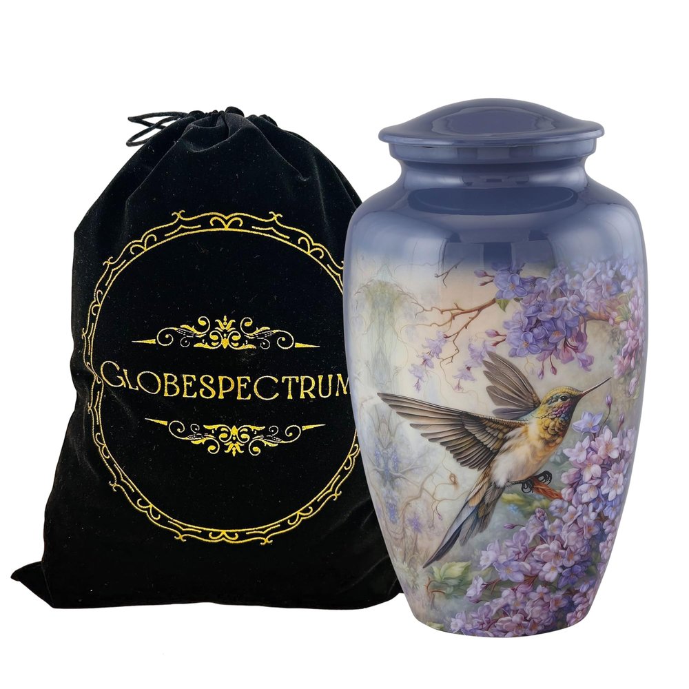 GLOBESPECTRUM Cremation Urn for Adult Human Ashes Male & Female | Large Decorative Funeral Burial ERN for Men & Women | Handmade Memorial Metal Container Jar | Ash Holder Box