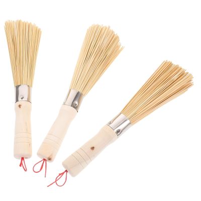 Ciieeo 3pcs Elegant Bamboo Pot Brush Set Dish Scrubbers Kitchen Brush Wok Cleaning Pot Set Safe