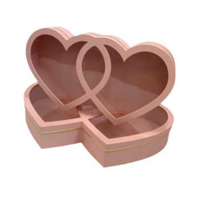 2X Valentine's Day Heart Gift Box Flower Box Valentines Day Gifts for Him for Wedding, Pink