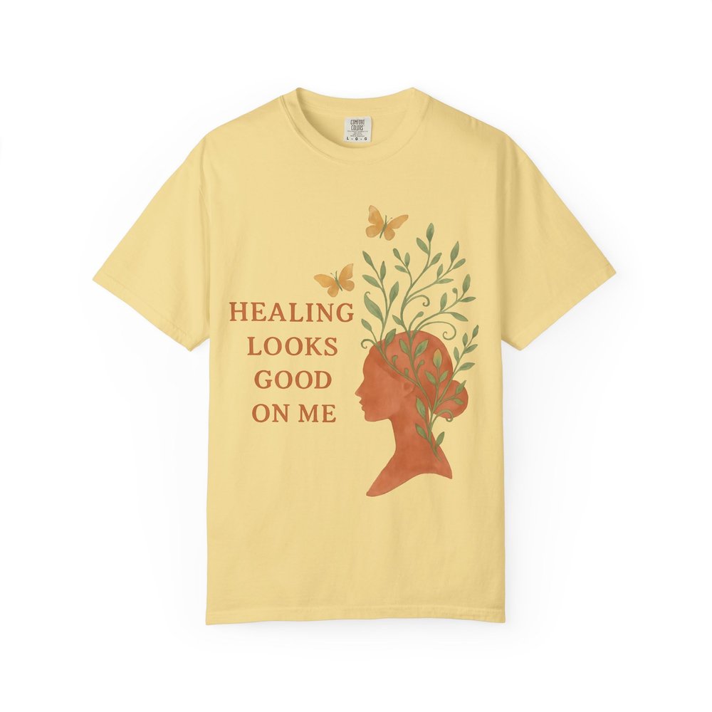 Blossoming Resilience: Healing Affirmation Art Comfort Colors Single Ladies Butter