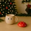 Cute Mushroom Mug with Lid and Spoon Set 2 Pack Ceramic Coffee Tea Cup 14oz/400ml Novelty Red Polka Dot Cartoon Cups for Hot Chocolate, Milk, Latte | Kawaii Gift for Couples & Friends view 3