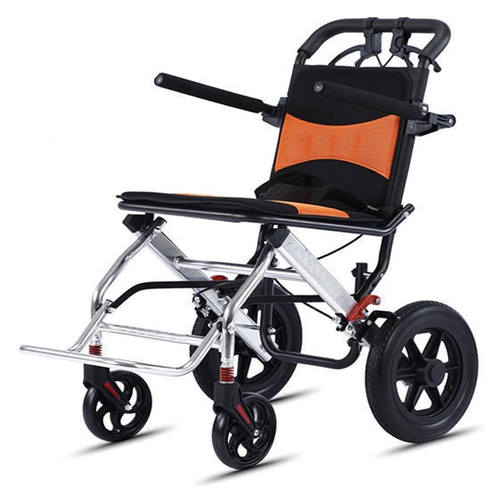 Foldable Wheelchairs,Portable Folding Carry Wheelchair,Compact Wheelchair,Durable Wheelchairs,with Locking Hand Brakes, 12" Rear Wheels, Flip Up Arms
