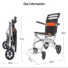 Foldable Wheelchairs,Portable Folding Carry Wheelchair,Compact Wheelchair,Durable Wheelchairs,with Locking Hand Brakes, 12" Rear Wheels, Flip Up Arms view 2