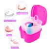Keedolla 2 Pack Denture Bath Box Cup Retainer Cleaner Case with Strainer Basket, Mouth Guard Cleaning Case Denture Storage Soaking Holder - Black & Rose Red view 2