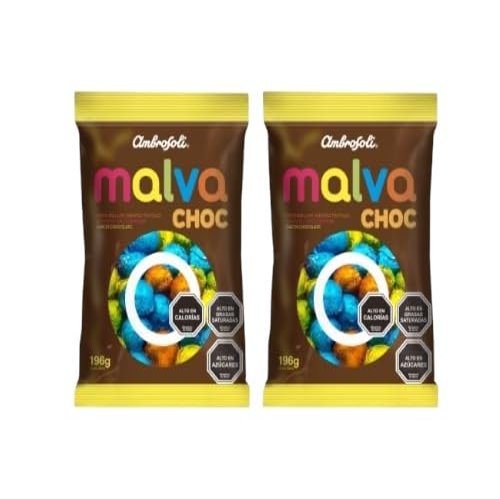 Ambrosoli Malva Choc, Chilean Marshmallow Candy, pack of 2 bag 196g each.