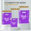 Odseciran 200PCS Reusable Thank You Bags: 3 Size Plastic Shopping Bag for Small Business with Handle, Merchandise Bags for Boutique Retail Wholesale Goodie Wedding Party (purple) view 3