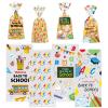 100 Pcs Back to School Party Cellophane Bags Clear Candy Cookie Treat Bags with Twist Ties 4 Designs School Bus Blackboard ABC Letters Plastic Favor bags for Back to school Favor Supplies Decorations view 1