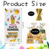 100 Pcs Back to School Party Cellophane Bags Clear Candy Cookie Treat Bags with Twist Ties 4 Designs School Bus Blackboard ABC Letters Plastic Favor bags for Back to school Favor Supplies Decorations view 2