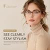 FancyFlower Square Reading Glasses for Women - Blue Light Blocking Reader - Amber Mist - Honey Crystal 3.0x view 2