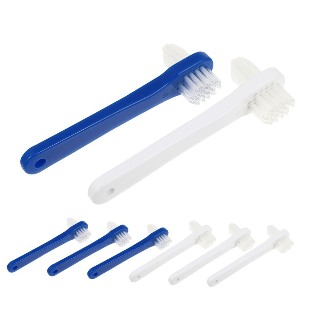 Beaupretty 8pcs Portable Dual-Head Toothbrush Set for Adults and Boys and Girls Mini Soft Bristle Travel Toothbrushes Ergonomic Design for Denture Care and Teeth Cleaning