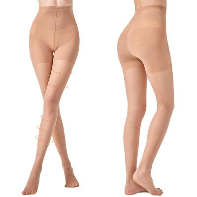 Aaronano 2 Pairs Compression Pantyhose for Women, 10-15mmHg High Waist Compression Stockings, 30D Shaping Tights For women