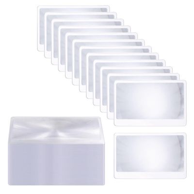 100-Piece Pocket Magnifier Set, Credit Card Sized Fresnel Lenses, 3.3 X 2.2 Inches Portable Magnification Aid for Reading and Travel