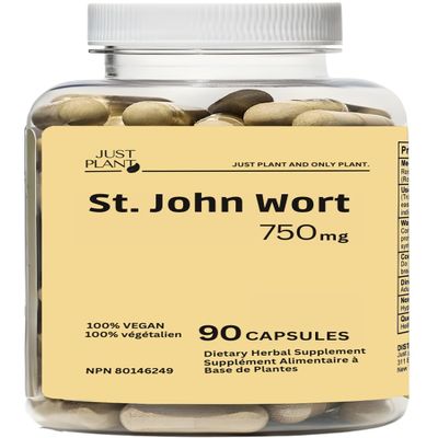 St. Johns Wort Capsules 750 mg, 90 Count | Natural Stress Support | with Hypericum Perforatum Extract Herbal Mood Support Gluten-Free, Non-GMO Made in USA