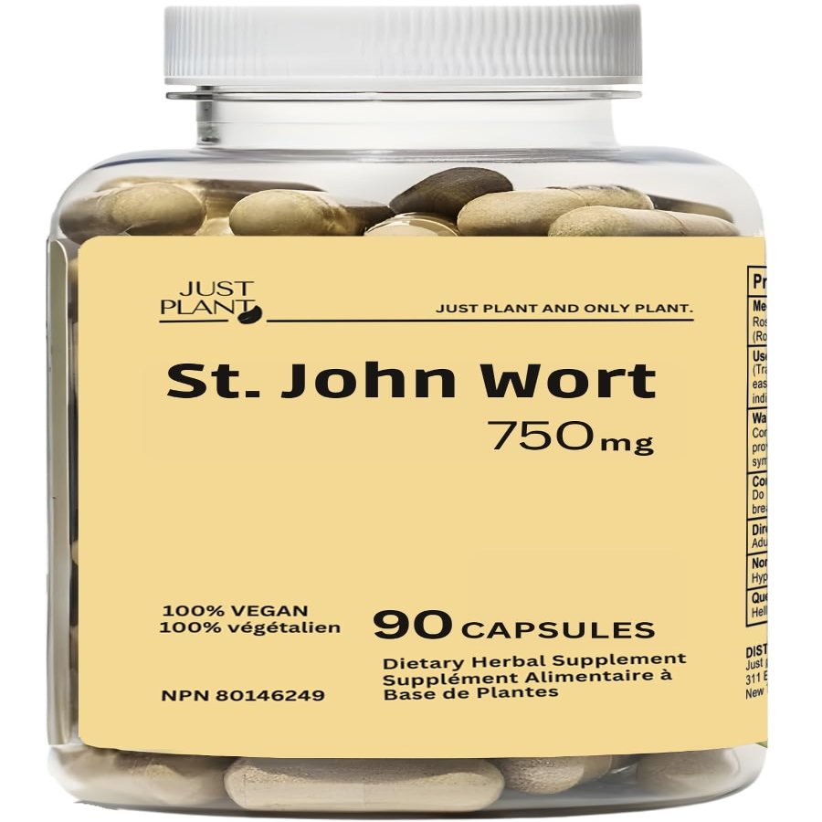 St. Johns Wort Capsules 750 mg, 90 Count | Natural Stress Support | with Hypericum Perforatum Extract Herbal Mood Support Gluten-Free, Non-GMO Made in USA