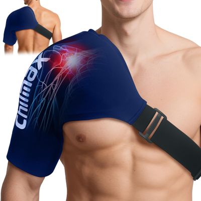 Chilmax Shoulder Ice Pack Wrap, Reusable Hot and Cold Therapy Compression Wrap for Rotator Cuff, Arm, and Shoulder Periarthritis Pain Relief, Fatigue Reduction, Post-Surgical Rehabilitation