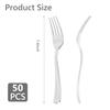 N9R 50PCS Silver Plastic Forks, Solid, Durable and Heavy Duty Disposable Silverware Forks, Perfect Plastic Utensils for Party, Wedding and Daily Use view 2