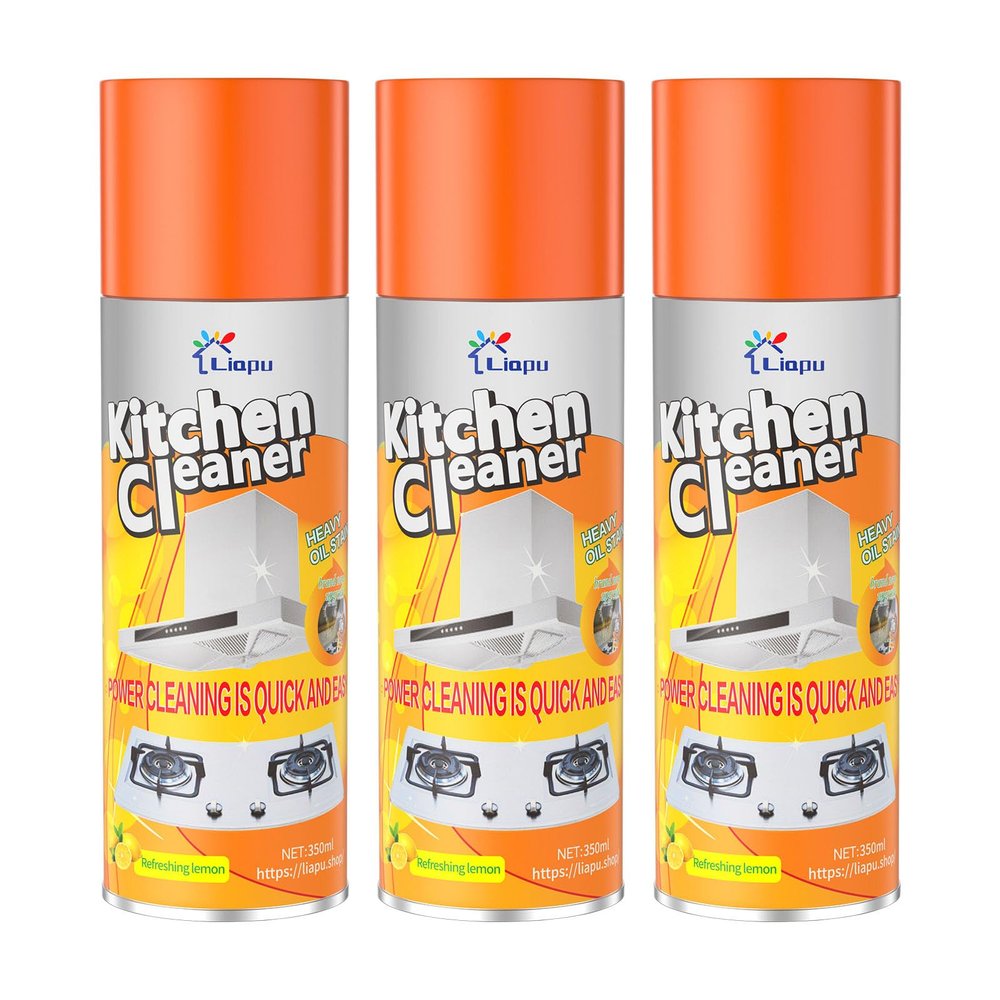 Liapu 3PCS All Purpose Cleaner, Heavy Duty Degreaser Cleaner Spray, Lemongrass Scent Oven Cleaner Clean Up Kitchen Oil Stains Cleaning Tools For Stove Top & Induction Cooktop and Grill