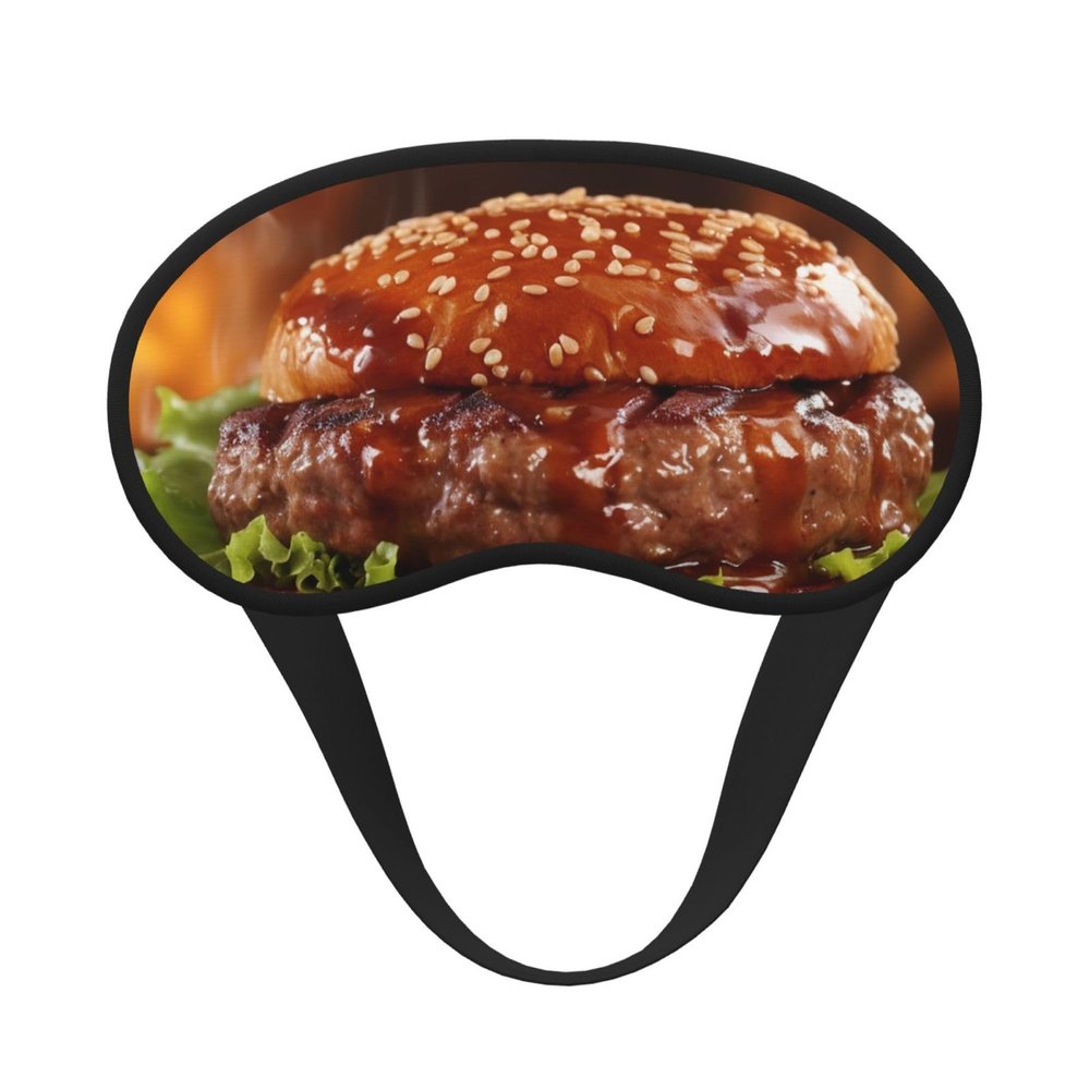 Hamburger Steak Fast Food Sleep Mask for Men Women Blackout Eye Masks for Sleep, Relaxing Zero Pressure Night Blindfold Soft Breathable Eye Cover for Travel, Night Work, Nap, Office
