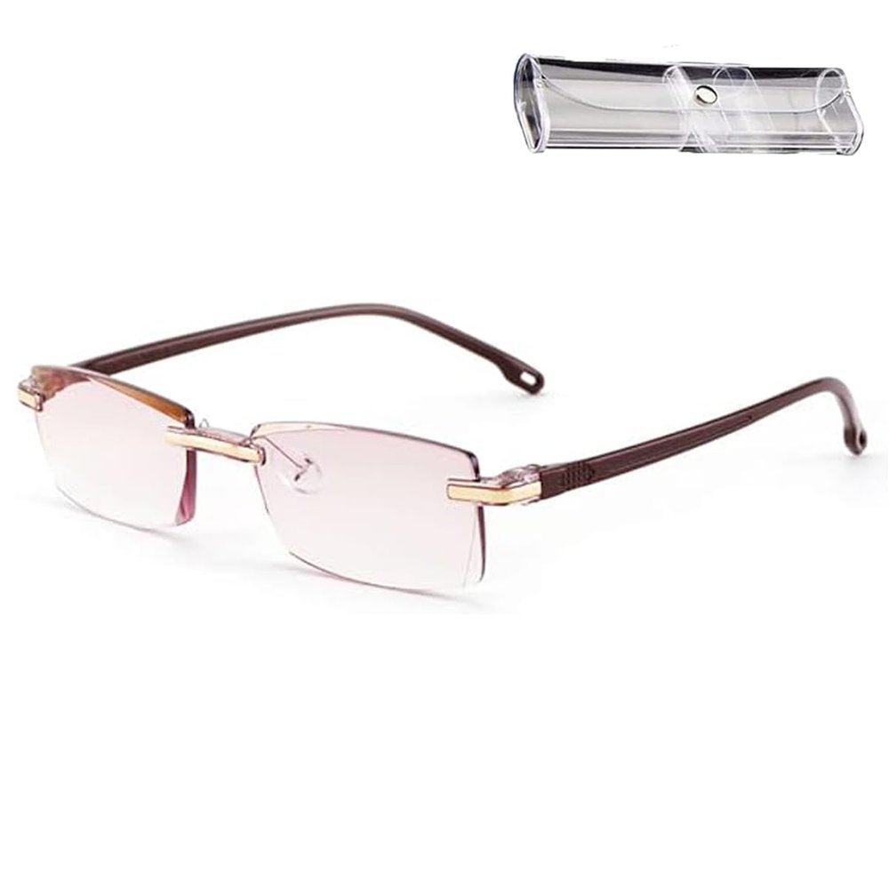 Intelligent Dual Focus Glasses Clearer Vision, Intelligent Zoom Anti Blue Light Presbyopia Glasses, Automatic Reading Glasses (Brown,+3.5)