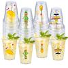 meekoo 50 Pcs 12 oz Fiesta Cup Plastic Mexican Cup Clear Disposable Margarita Glasses Cinco De Mayo Party Decorations for Taco Bout Bar Night Tequila Birthday Party Drinkware Supplies, 4 Style view 1