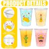 meekoo 50 Pcs 12 oz Fiesta Cup Plastic Mexican Cup Clear Disposable Margarita Glasses Cinco De Mayo Party Decorations for Taco Bout Bar Night Tequila Birthday Party Drinkware Supplies, 4 Style view 3