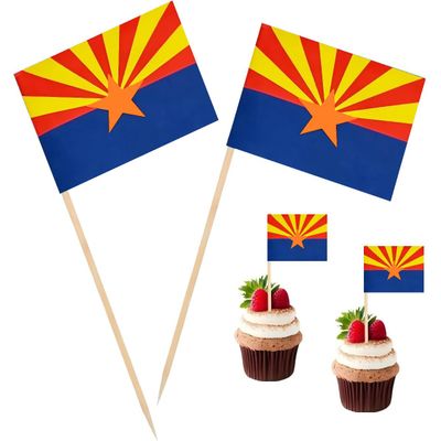 100 Pcs Arizona Toothpick Flag Mini Small Arizona Cupcake Topper Flags